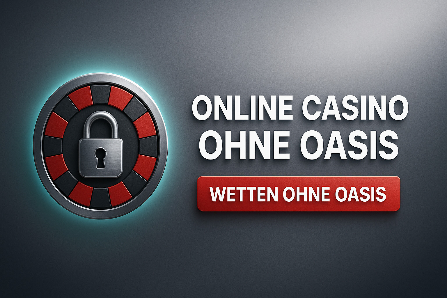 Logo design for 'Beste Online Casino – Wetten ohne Oasis', featuring a roulette-style circle with a padlock icon in the center, accompanied by bold white and red text on a metallic gray background, symbolizing unrestricted German online gambling platforms